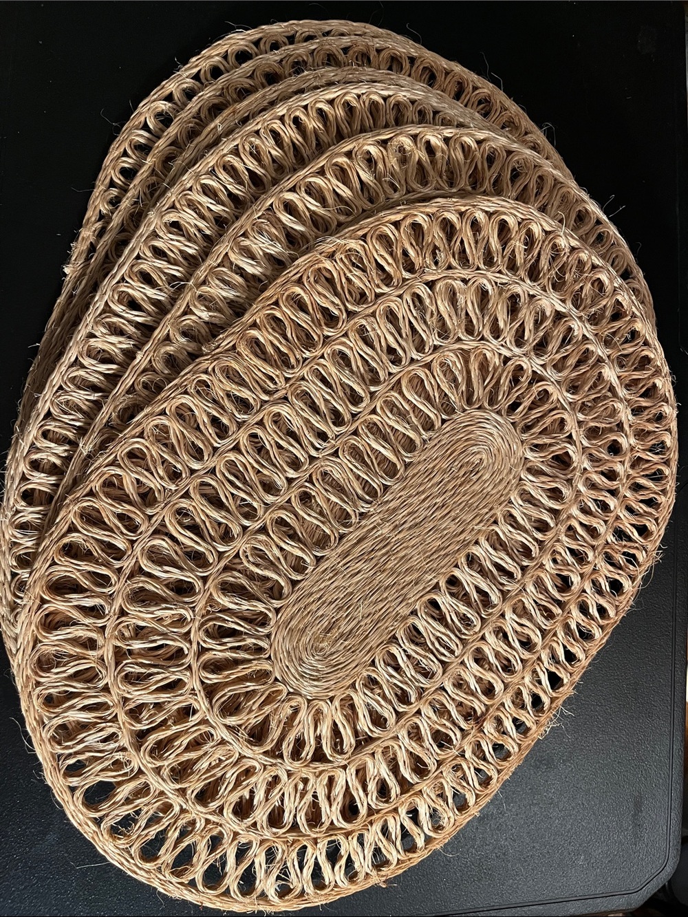 VINTAGE WOVEN PLACEMATS 6 boho decor